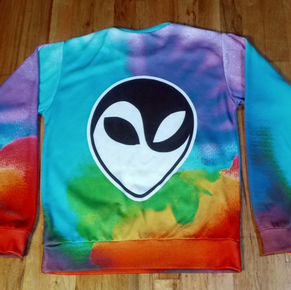 Alien Psychedelic Rainbow Tie Dye Sweatshirt shirt - Picture 6 of 6